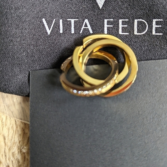 VITA FEDE Gold Pave Ring Stack NEW - Picture 2 of 9